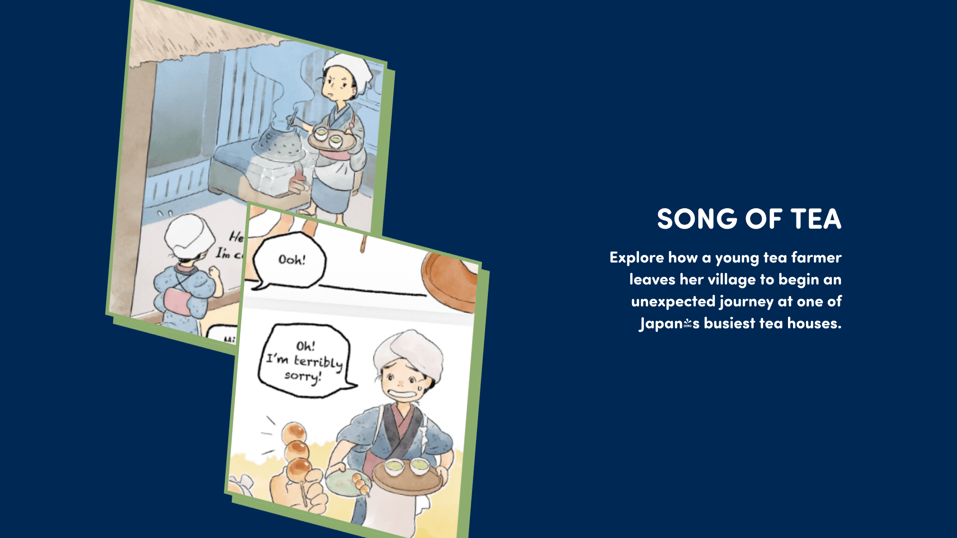 A snippet of illustrated Japanese comic strip over another comic
