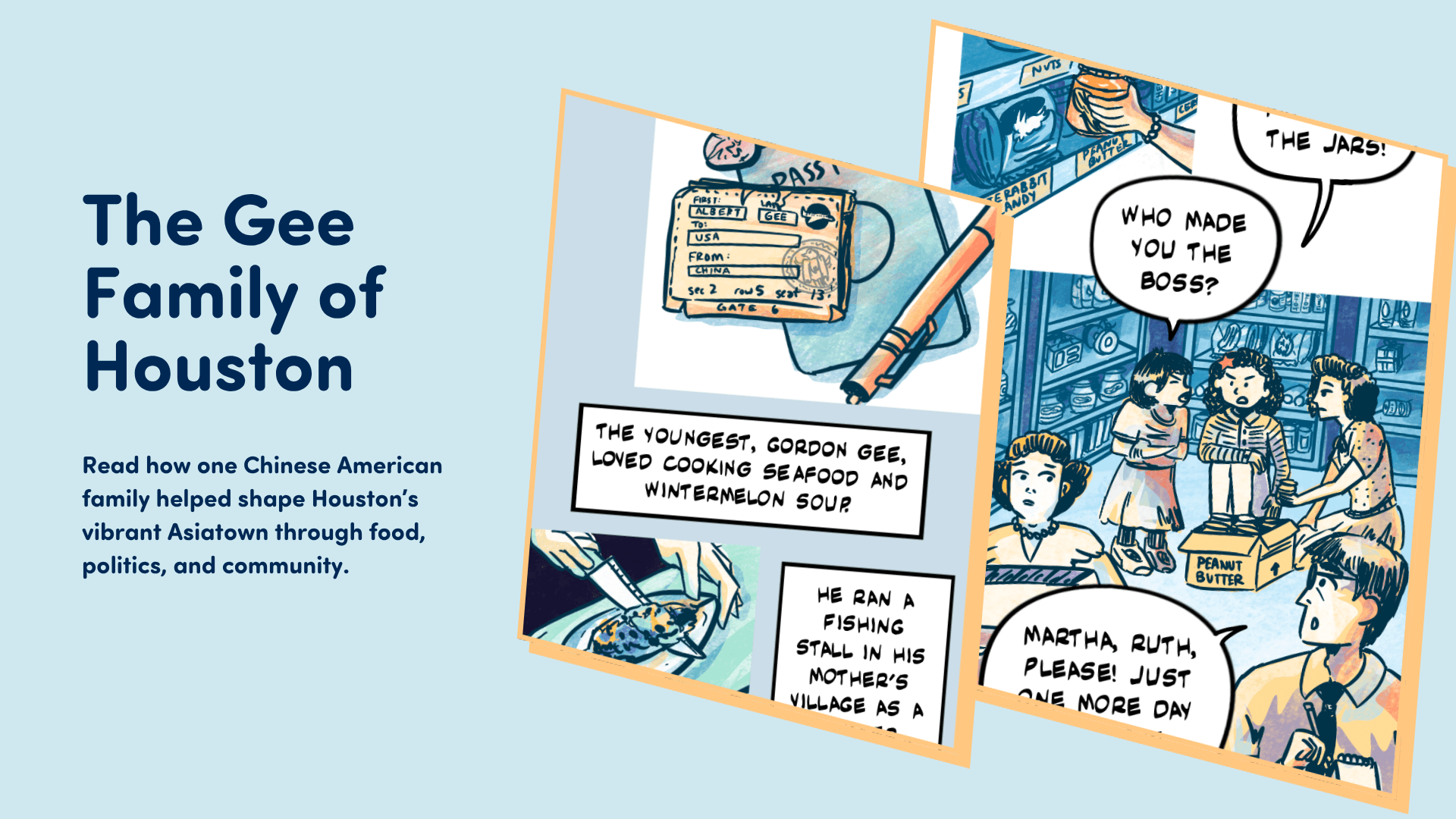 Portions of "The Gee Family of Houston" being showcased as a comic