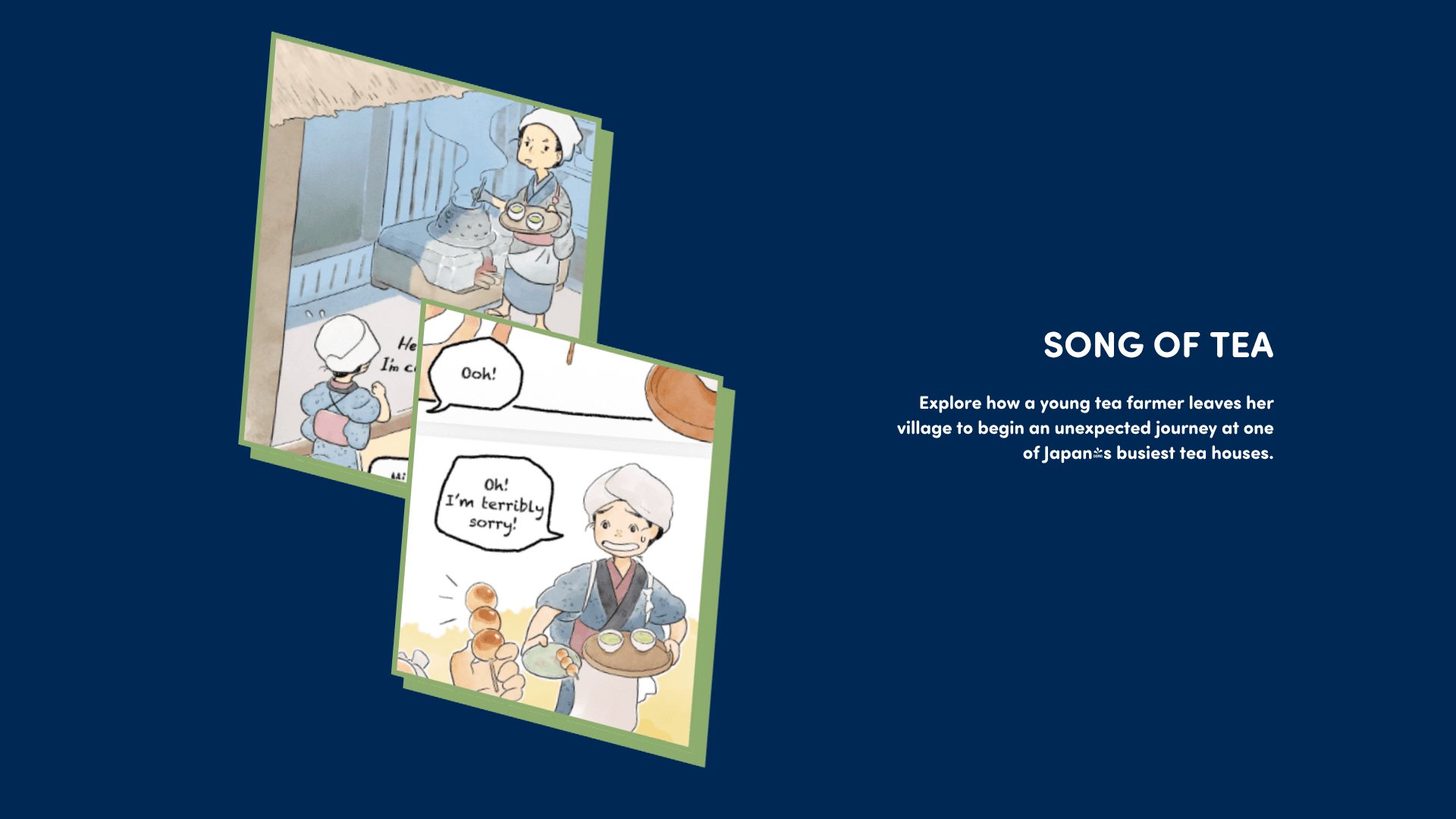 A snippet of illustrated Japanese comic strip over another comic