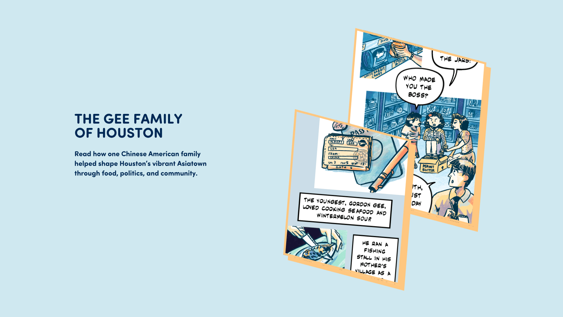 Portions of "The Gee Family of Houston" being showcased as a comic